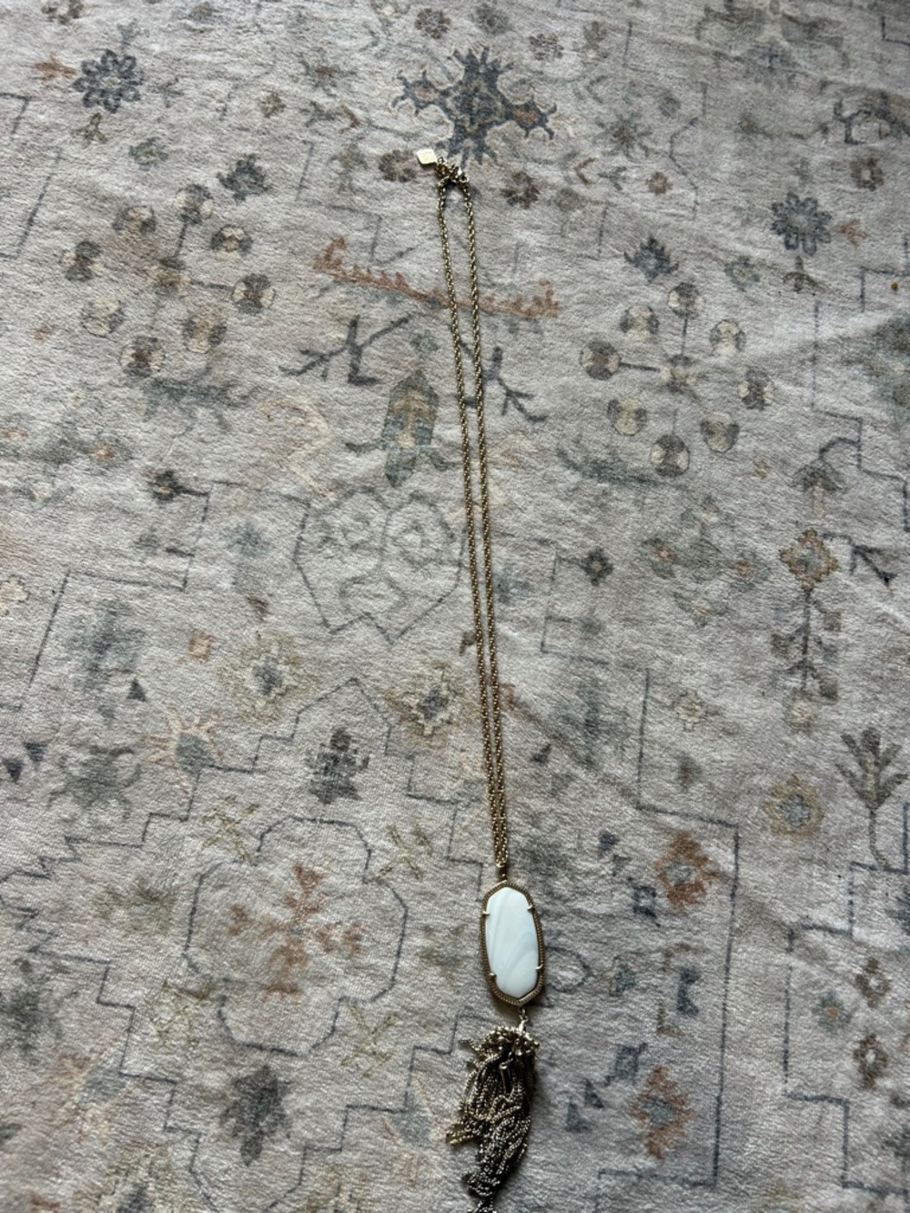 Kendra Scott Gold-Tone White Stone Tassel Pendant Necklace